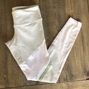 White/Green Alo Yoga Sheila Leggings